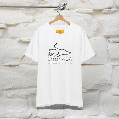 ''Error 404 Motivation Not Found'' Cat T-Shirt Front and Back Design | Nunu&Miao Studio