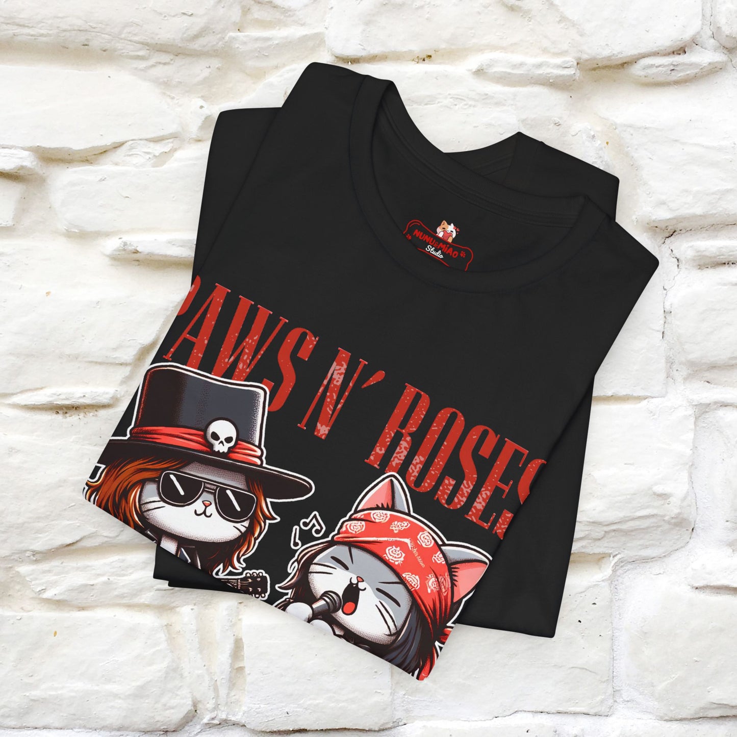 Paws N' Roses T-Shirt | Rock-Inspired Cat Lover Tee for Men & Women | 100% Cotton*