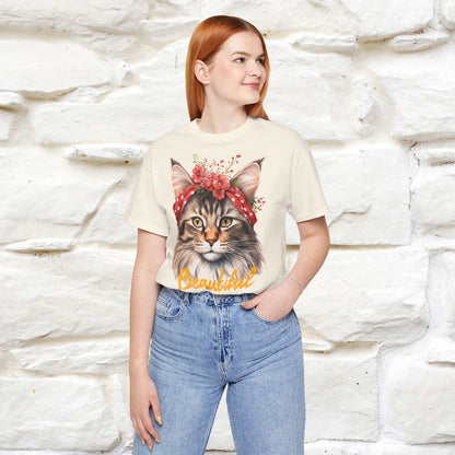 ''Beautiful'' Cat T-shirt for Women 100% Cotton* - Nunu&Miao Studio