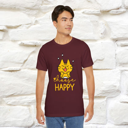 "Choose Happy" Cat T-Shirt for Men & Women | 100% Cotton* | Positive Tee 🐾