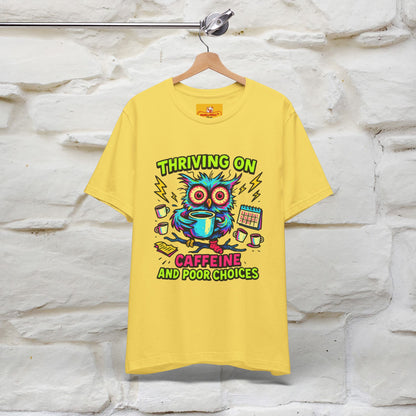''Thriving On Caffeine And Poor Choices''|  Sarcastic Cat T-Shirt | Nunu&Miao Studio