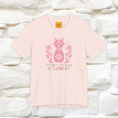 "Positive Energy'' Cat T-Shirt Front and Back Design | Nunu&Miao Studio