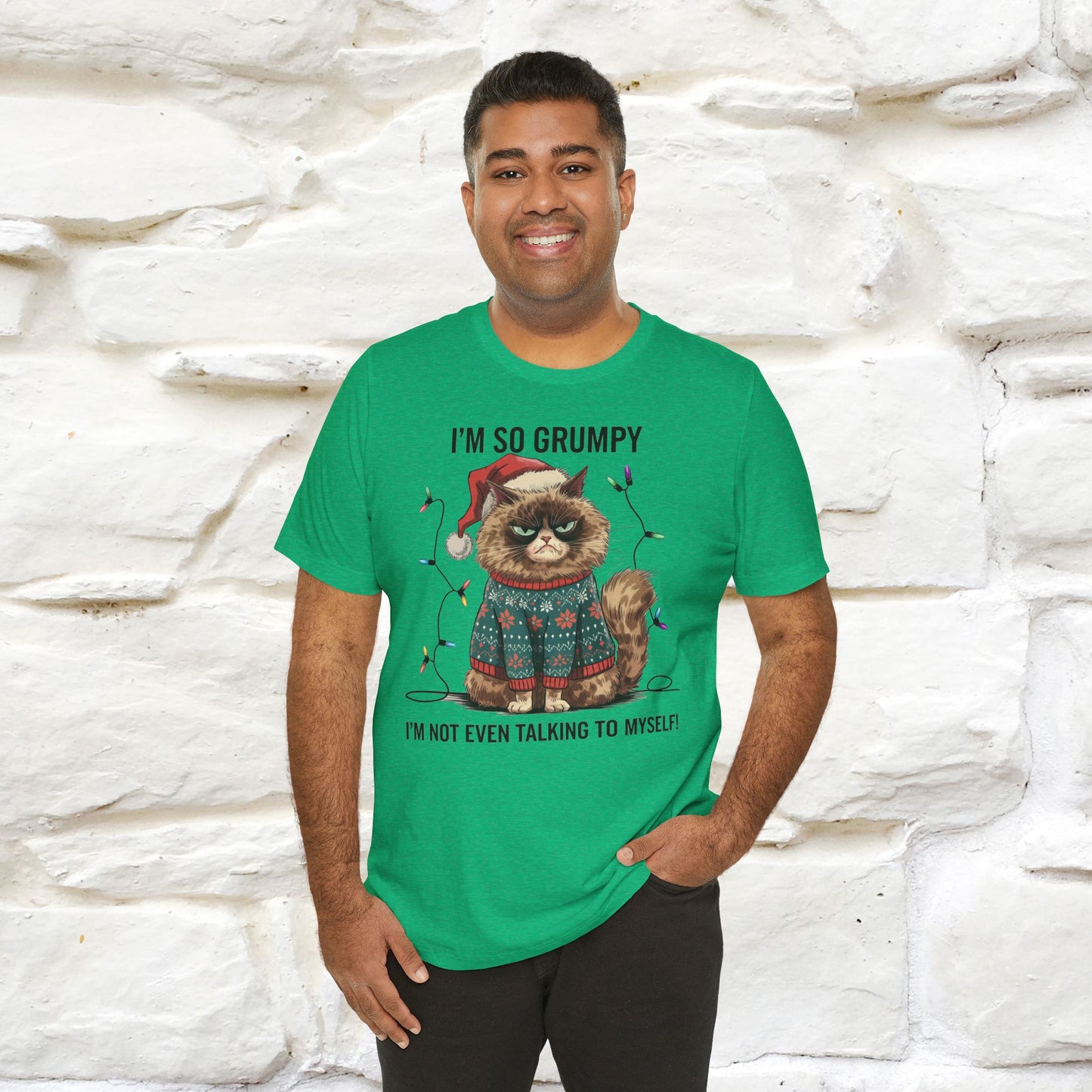 I'm So Grumpy, I'm Not Even Talking to Myself | Funny Cat Christmas Shirt for Men & Women | 100% Cotton