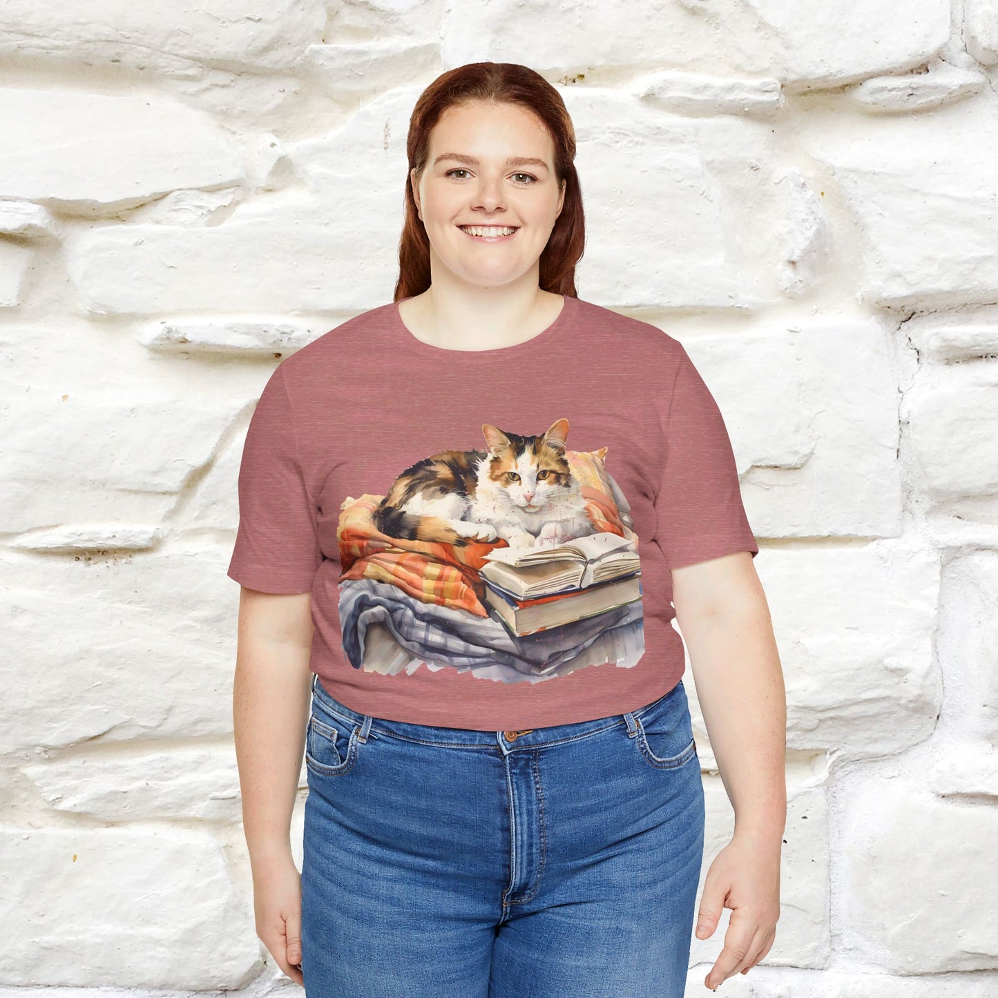 "Literary Catnap" T-shirt for Women 100% Cotton* - Nunu&Miao Studio