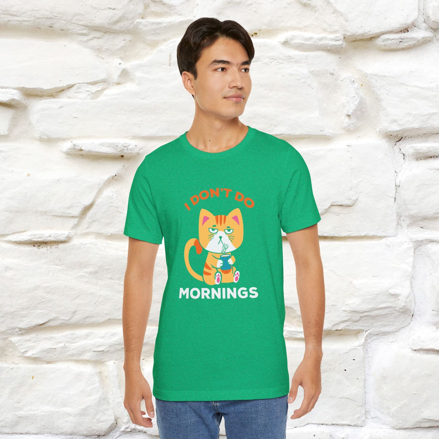 ''I Don't Do Mornings''  Cat T-shirt for Men and Women 100% Cotton*