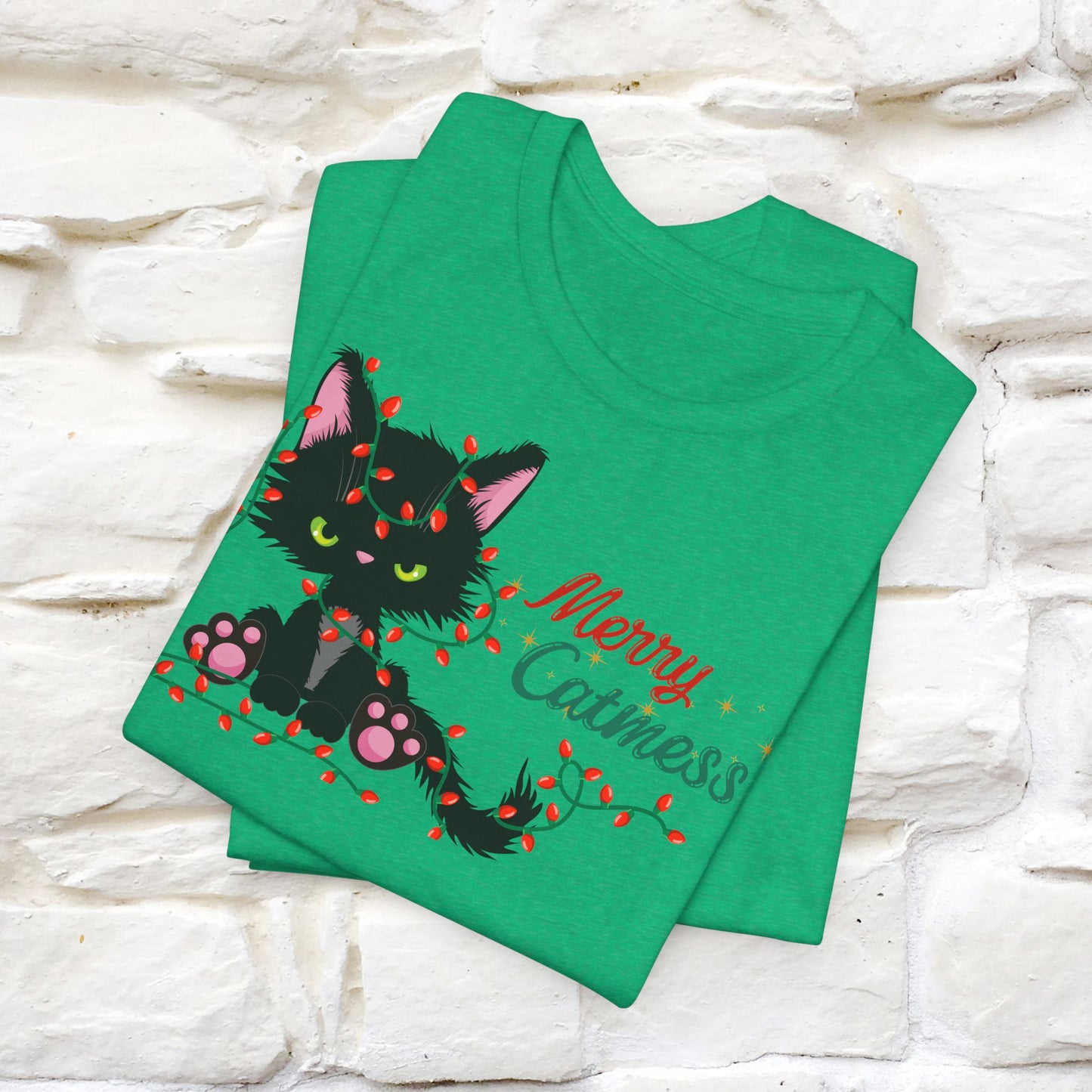 Merry Catmess Cat T-Shirt | Funny Christmas Cat Shirt for Men & Women | 100% Cotton