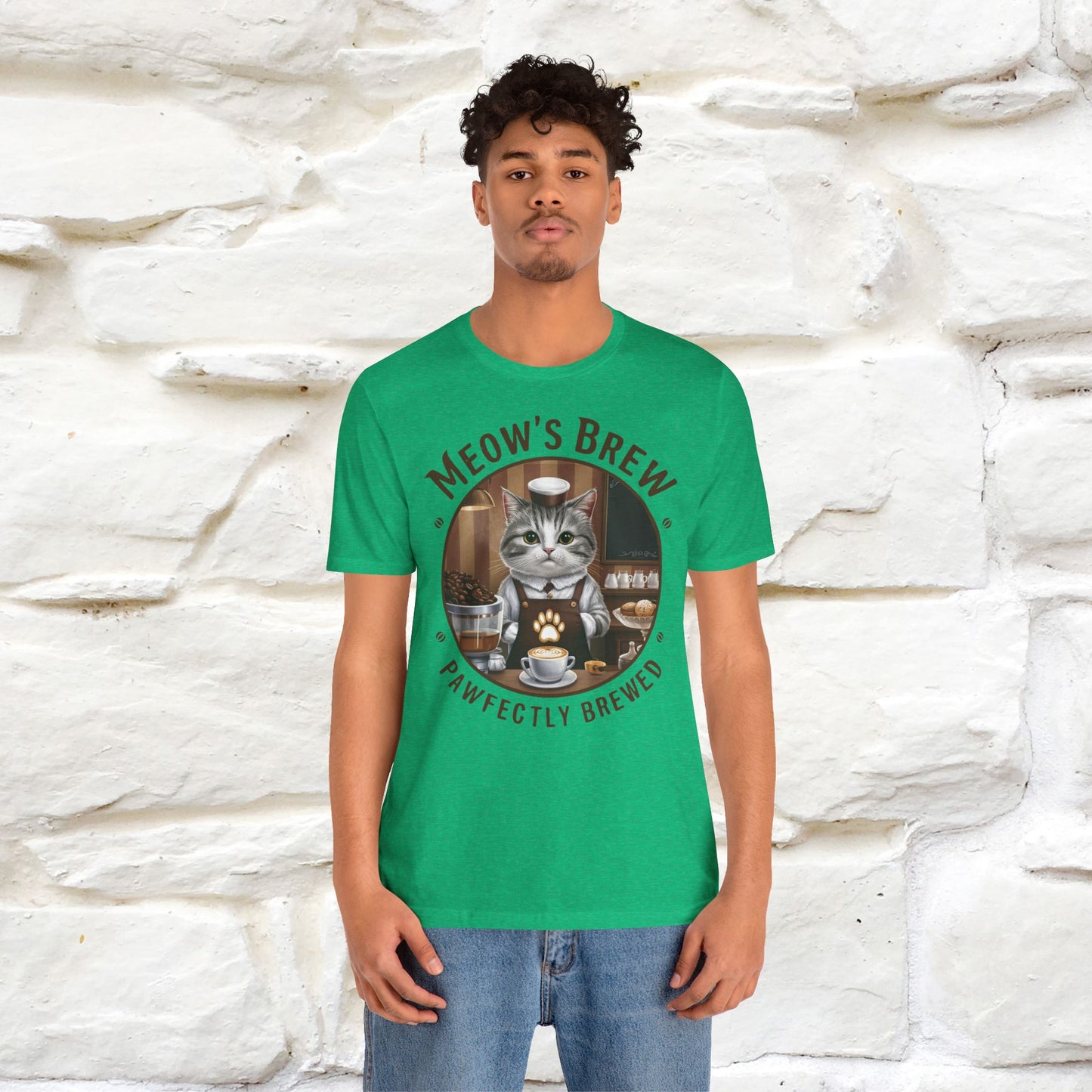 Meow's Brew, Perfectly Brewed Cat T-Shirt for Men & Women | 100% Cotton* Coffee Lover Tee