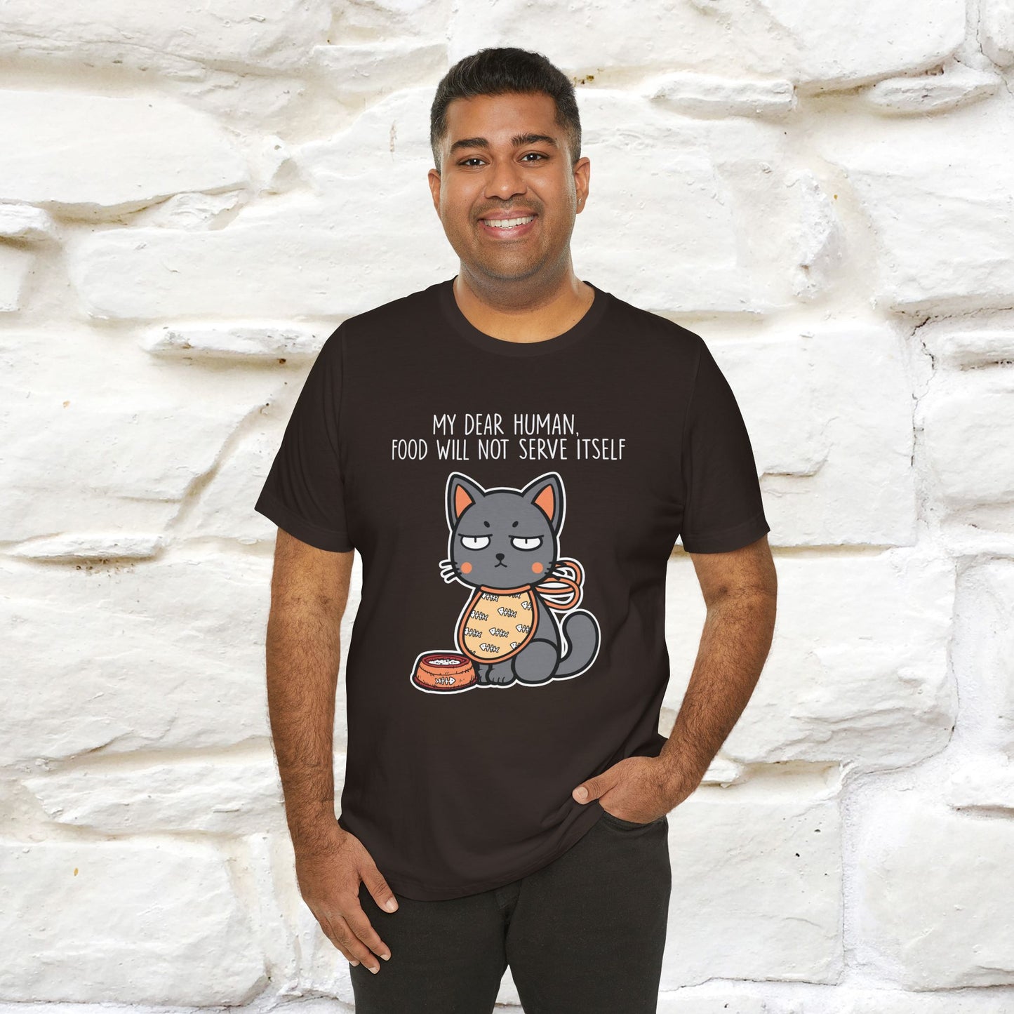 "Dear Human, Food Will Not Serve Itself" Funny Cat T-Shirt for Men & Women | 100% Cotton* 🐾