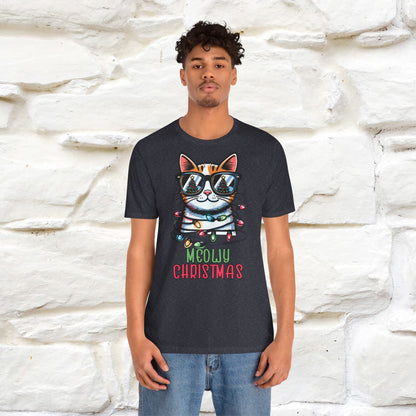 Meowy Christmas T-Shirt | Festive Cat Christmas Shirt for Men & Women | 100% Cotton