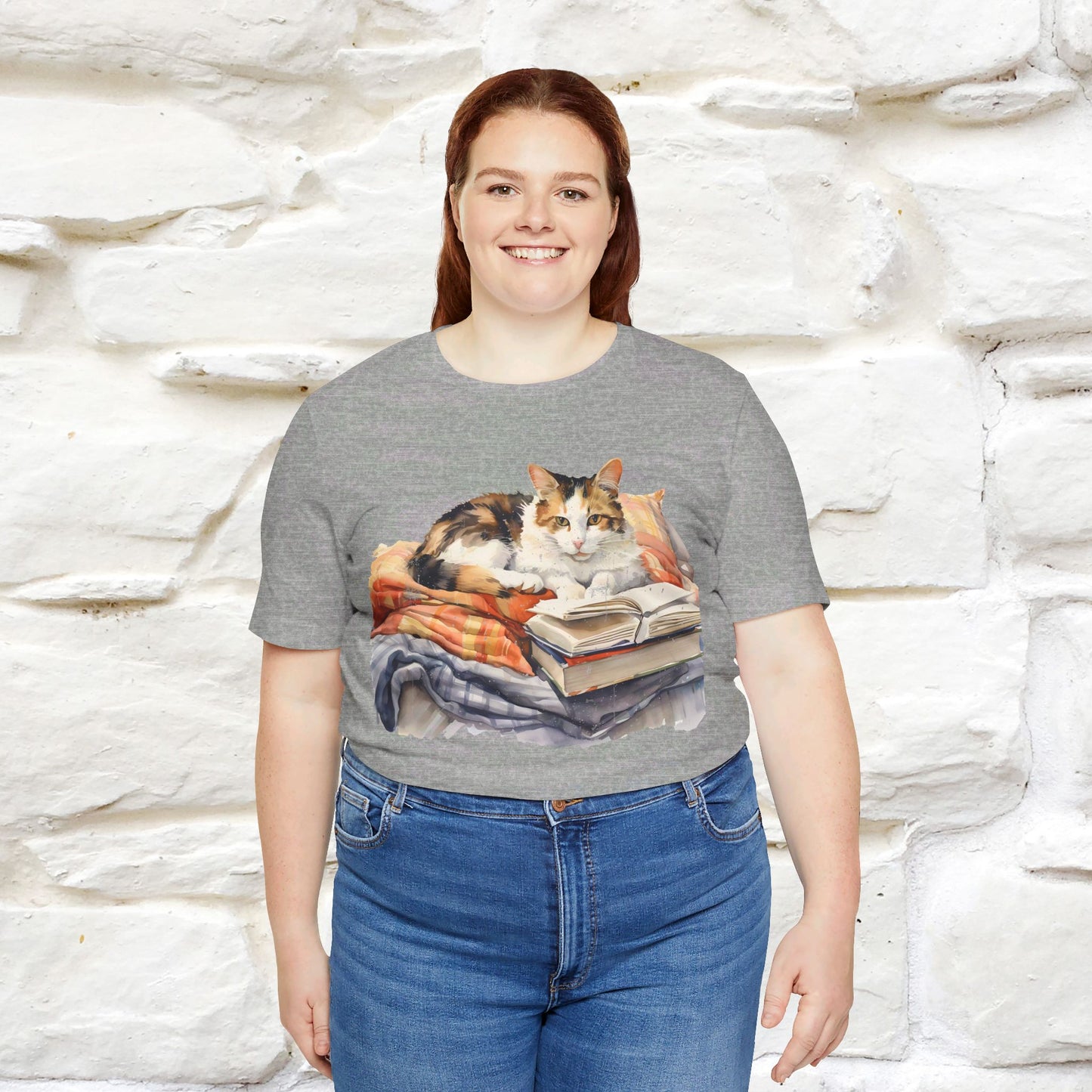 "Literary Catnap" T-shirt for Women 100% Cotton* - Nunu&Miao Studio