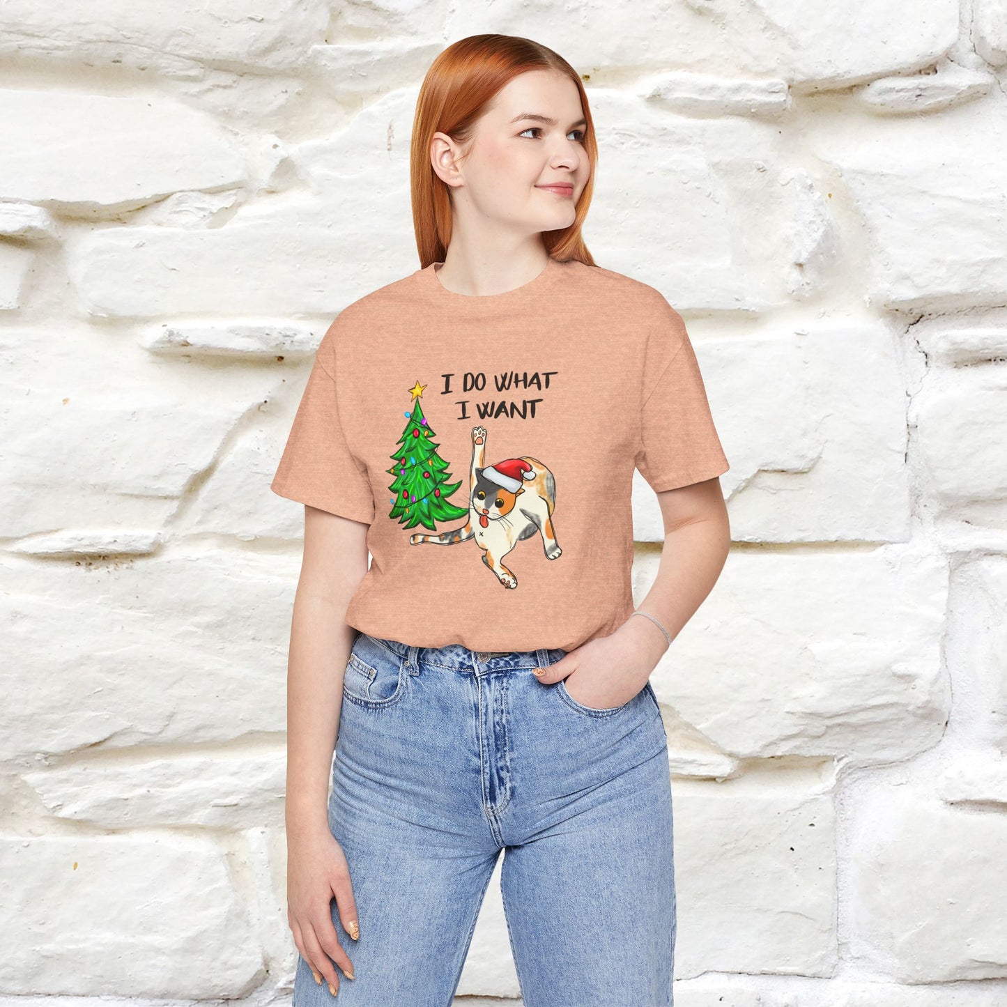 I Do What I want Funny T-Shirt | Festive Cat Christmas Shirt for Men & Women | 100% Cotton*