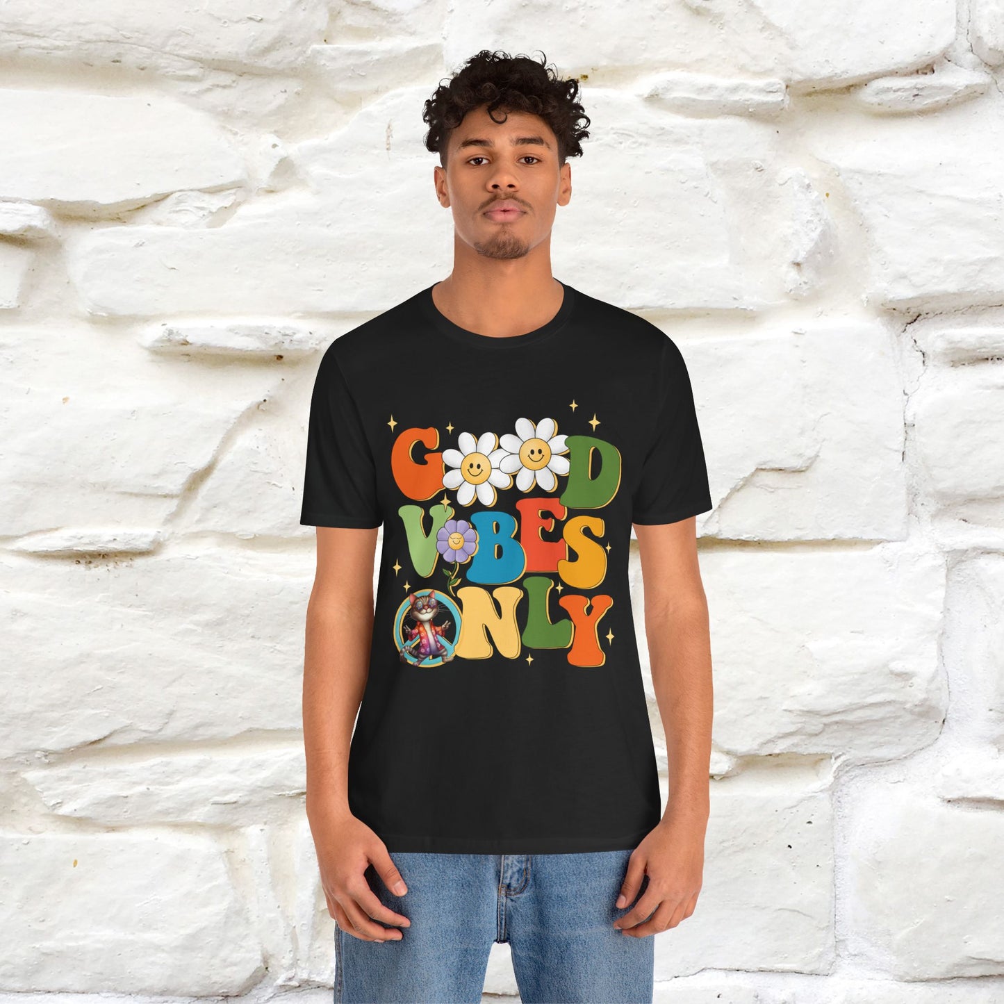 Good Vibes Only Cat T-Shirt for Men & Women | 100% Cotton* Positive Cat Lover Tee