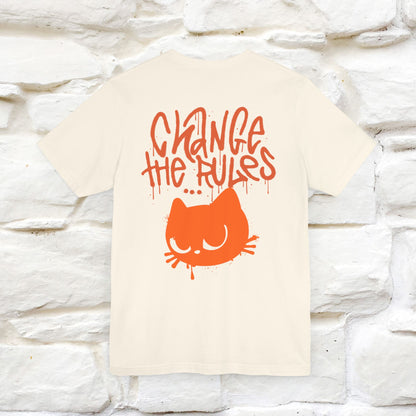 ''Change The Rules''  Cat T-shirt for Men Front And Back Design 100% Cotton*