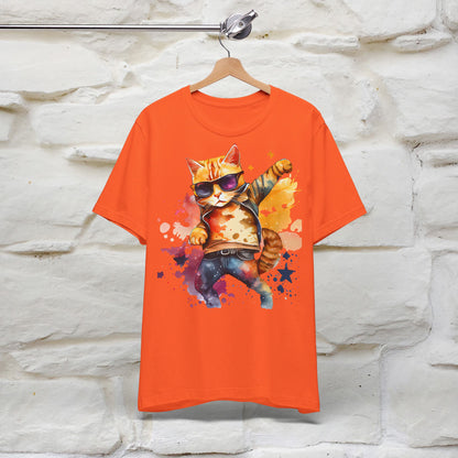 ''Cool Rainbow Cat'' T-shirt for Man 100% Cotton. - Nunu&Miao Studio