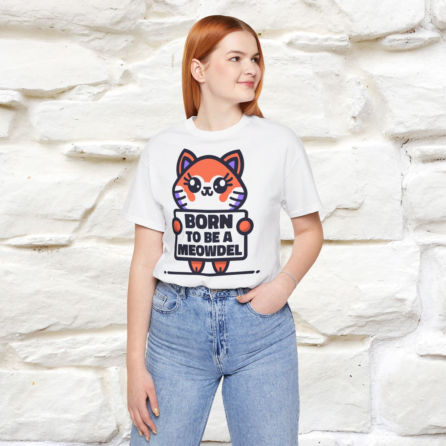 ''Born To Be A Meowdel''  Cat T-shirt for Women 100% Cotton* - Nunu&Miao Studio