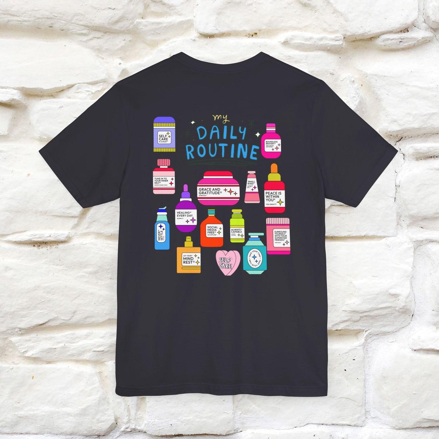 Boost Your Immunity: My Daily Routine Cat T-Shirt | Unisex Front & Back Design | 100% Cotton*