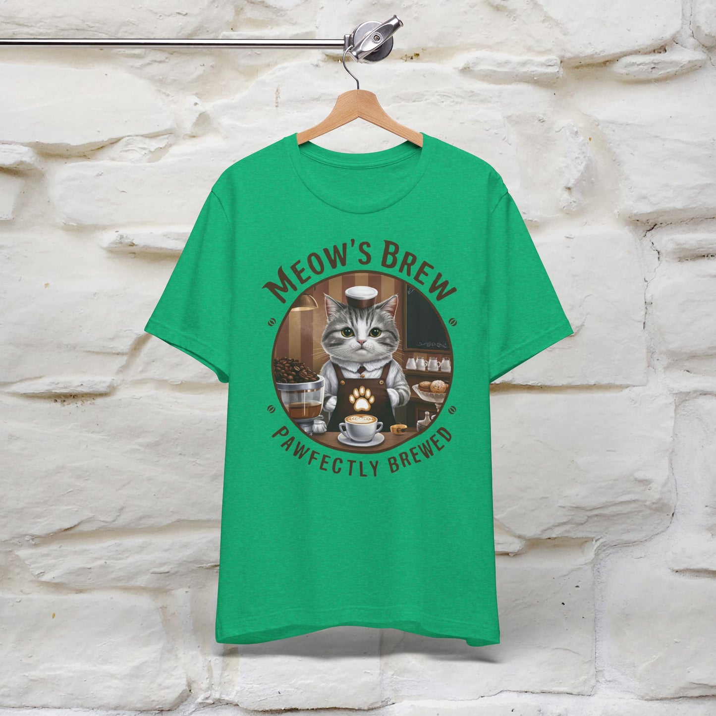 Meow's Brew, Perfectly Brewed Cat T-Shirt for Men & Women | 100% Cotton* Coffee Lover Tee