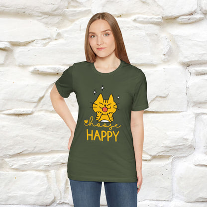 "Choose Happy" Cat T-Shirt for Men & Women | 100% Cotton* | Positive Tee 🐾