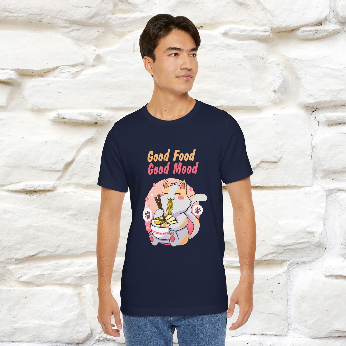 "Good Food Good Mood" Cat T-shirt for Men & Women | 100% Cotton*