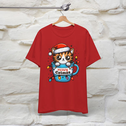 Meowy Catmas T-Shirt | Festive Cat Christmas Shirt for Men & Women | 100% Cotton