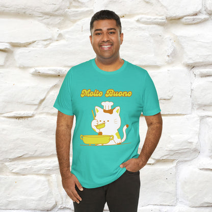 “Molto Buono Cat T-Shirt | Italian-Inspired Cat Shirt for Men & Women | 100% Cotton”