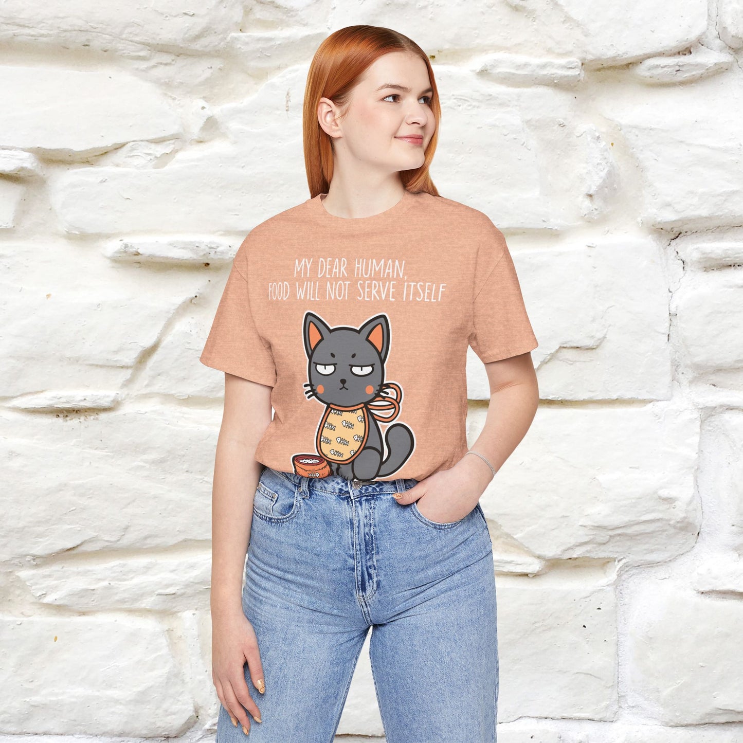 "Dear Human, Food Will Not Serve Itself" Funny Cat T-Shirt for Men & Women | 100% Cotton* 🐾