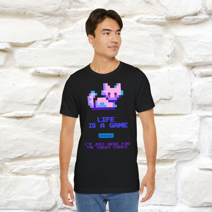 "Life Is A Game, I Am Just Here Fo The Cheat Code" Funny Cat T-Shirt for Men & Women | 100% Cotton*