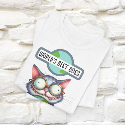 "World's Best Boss" Cat T-shirt for Men & Women | 100% Cotton 🐾 | Funny Cat Lover Tee