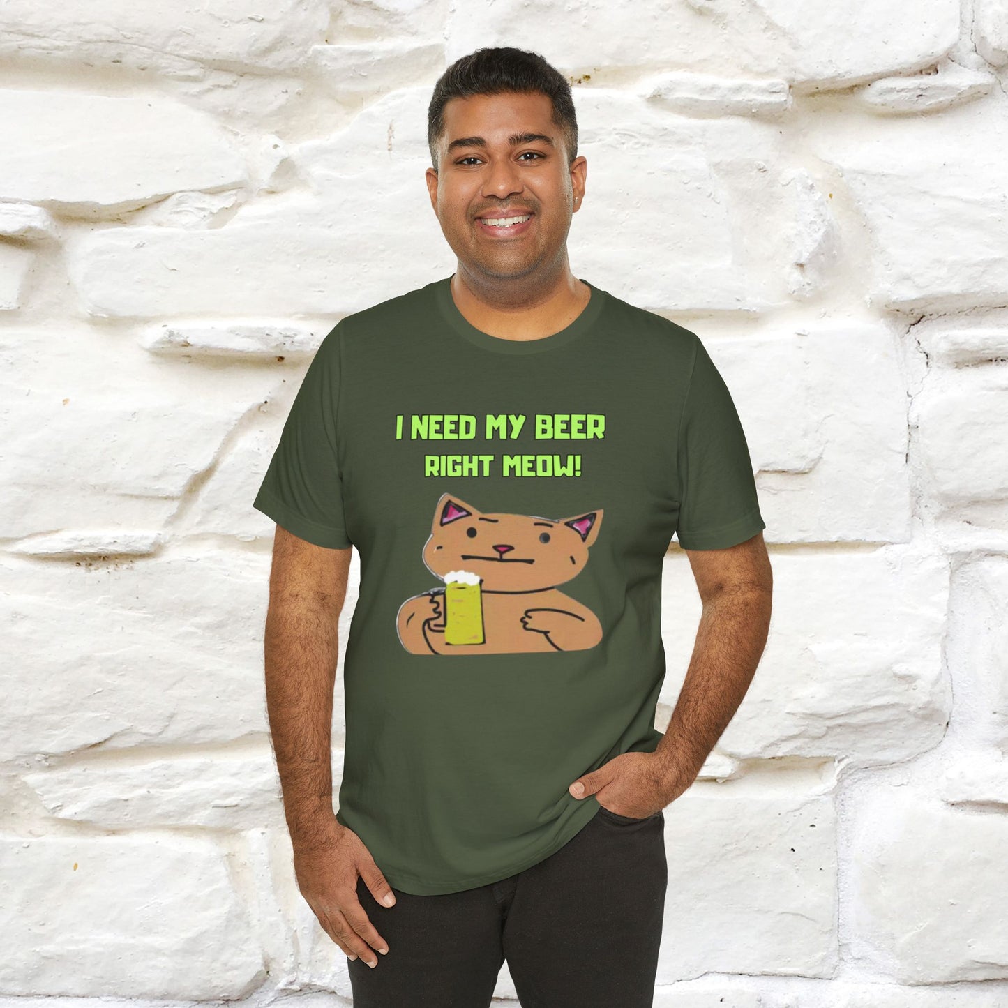 "I Need My Beer Right Meow!" Cat  T-shirt |Nunu&Miao Studio