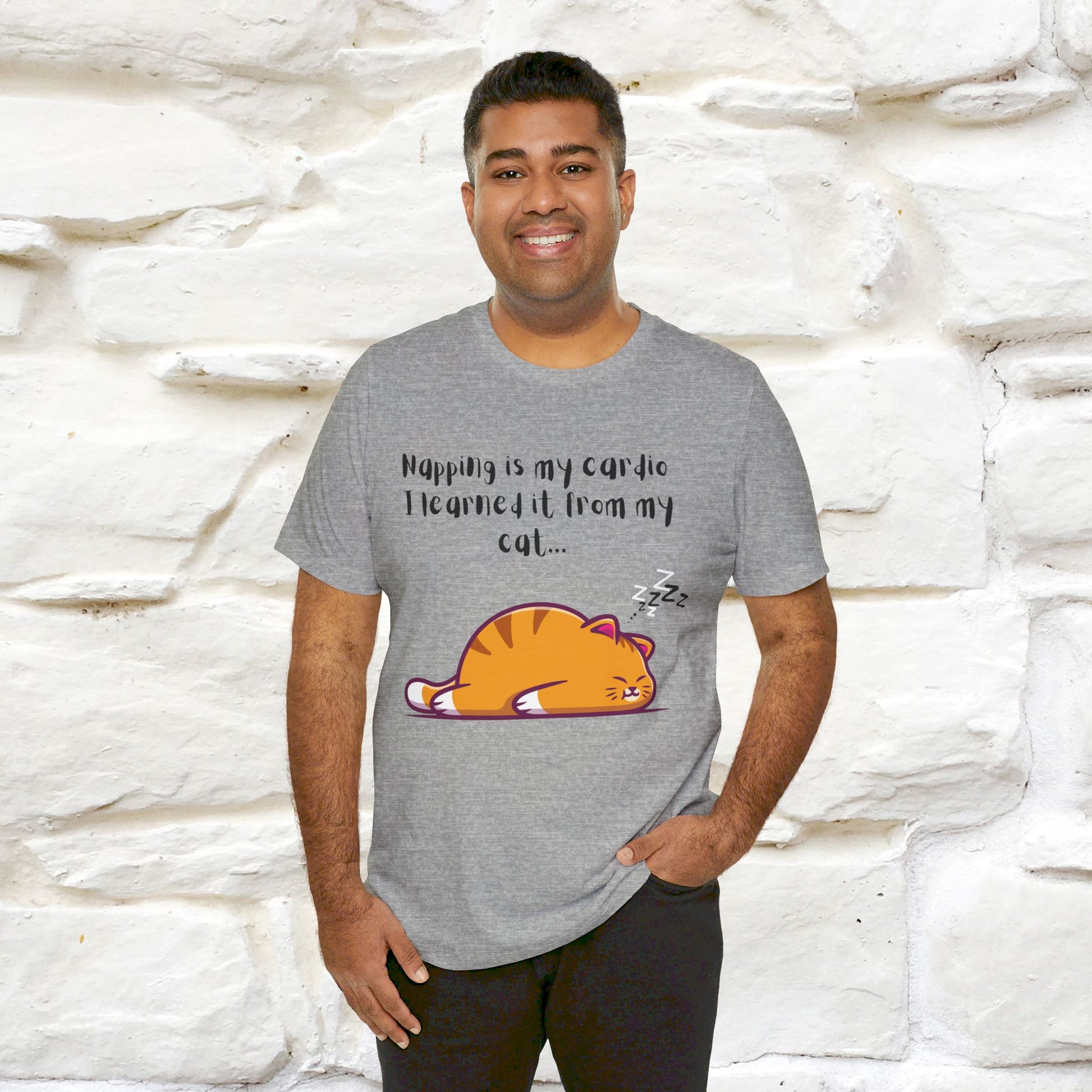 ''Napping Is My Cardio, I Learned From  my Cat'' T-shirt for Man 100% Cotton* - Nunu&Miao Studio