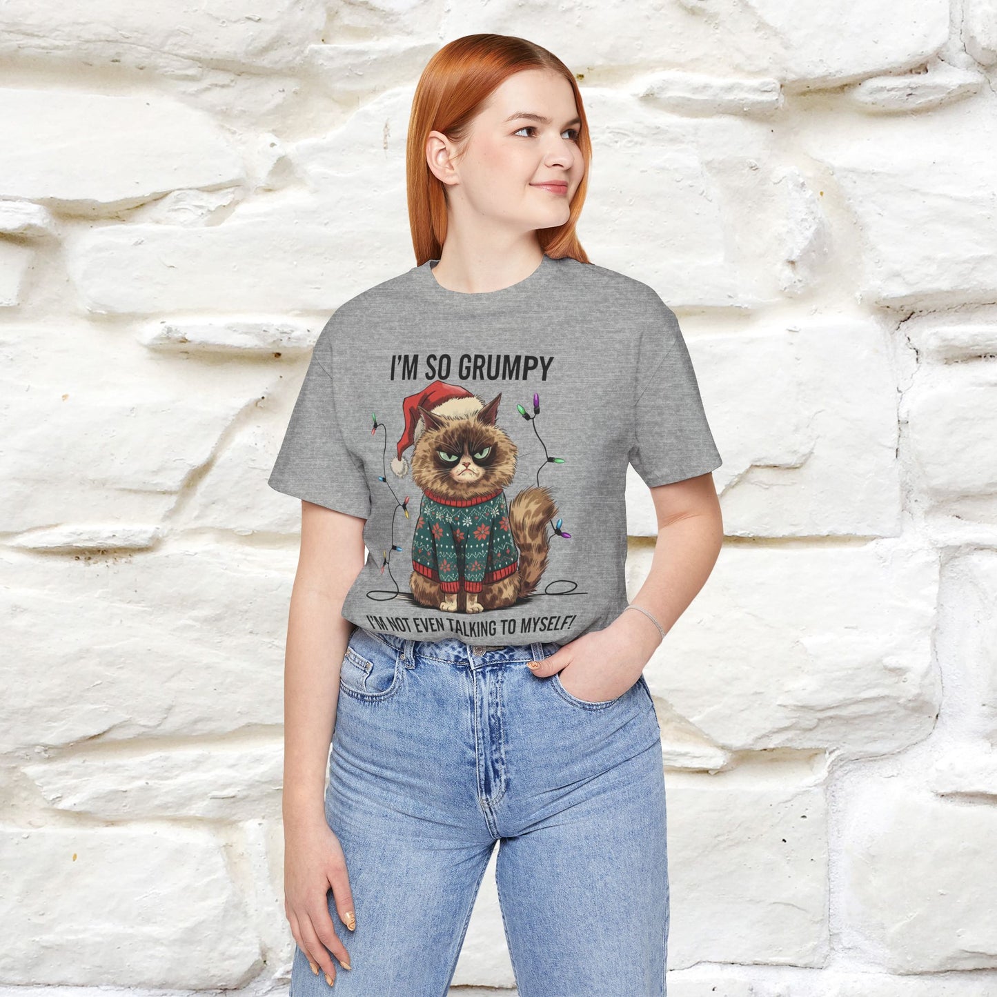 I'm So Grumpy, I'm Not Even Talking to Myself | Funny Cat Christmas Shirt for Men & Women | 100% Cotton