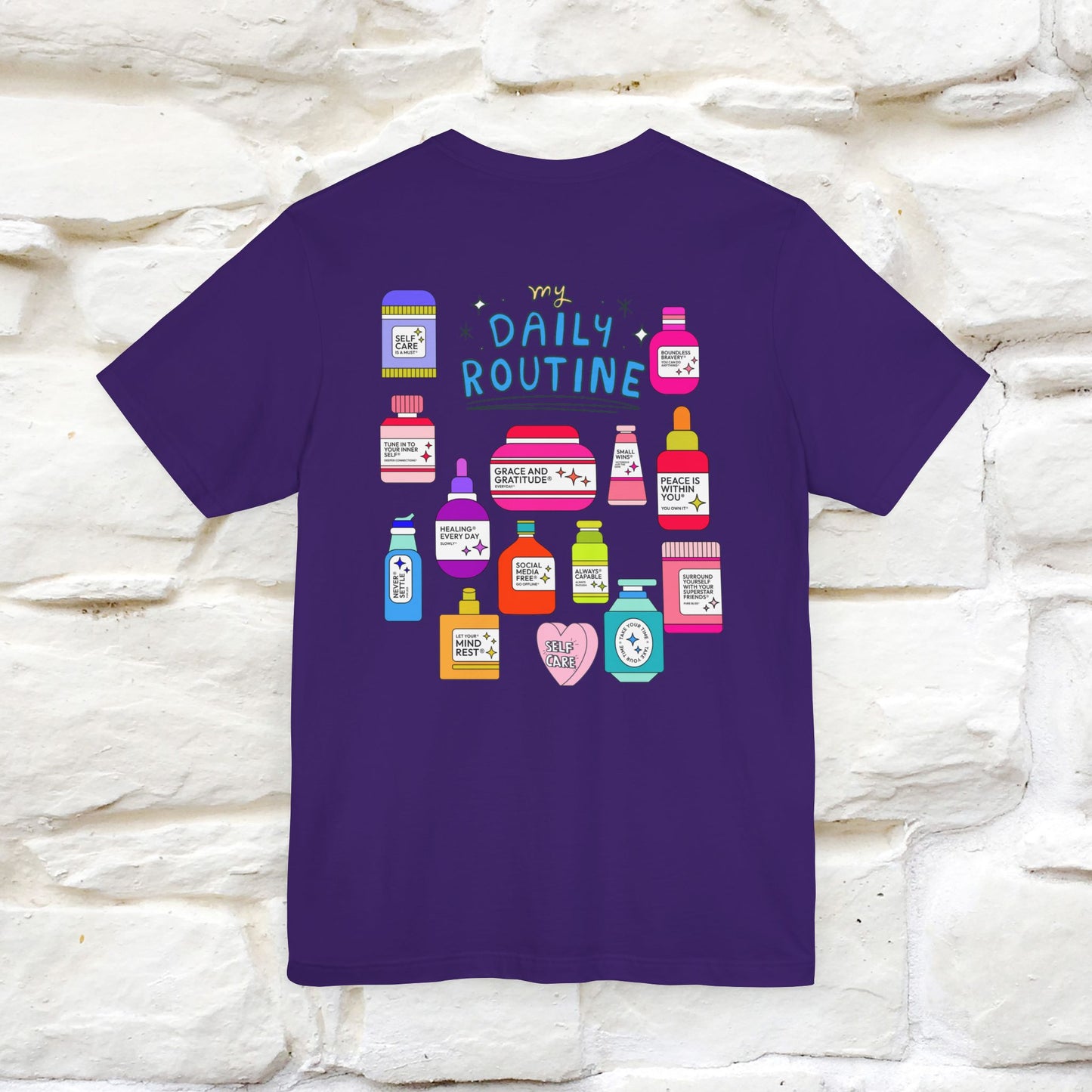 Boost Your Immunity: My Daily Routine Cat T-Shirt | Unisex Front & Back Design | 100% Cotton