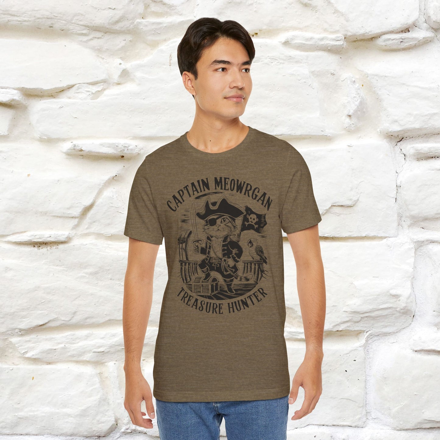 Captain Meowrgan Treasure Hunter T-Shirt | Adventure Cat Tee for Men & Women | 100% Cotton*