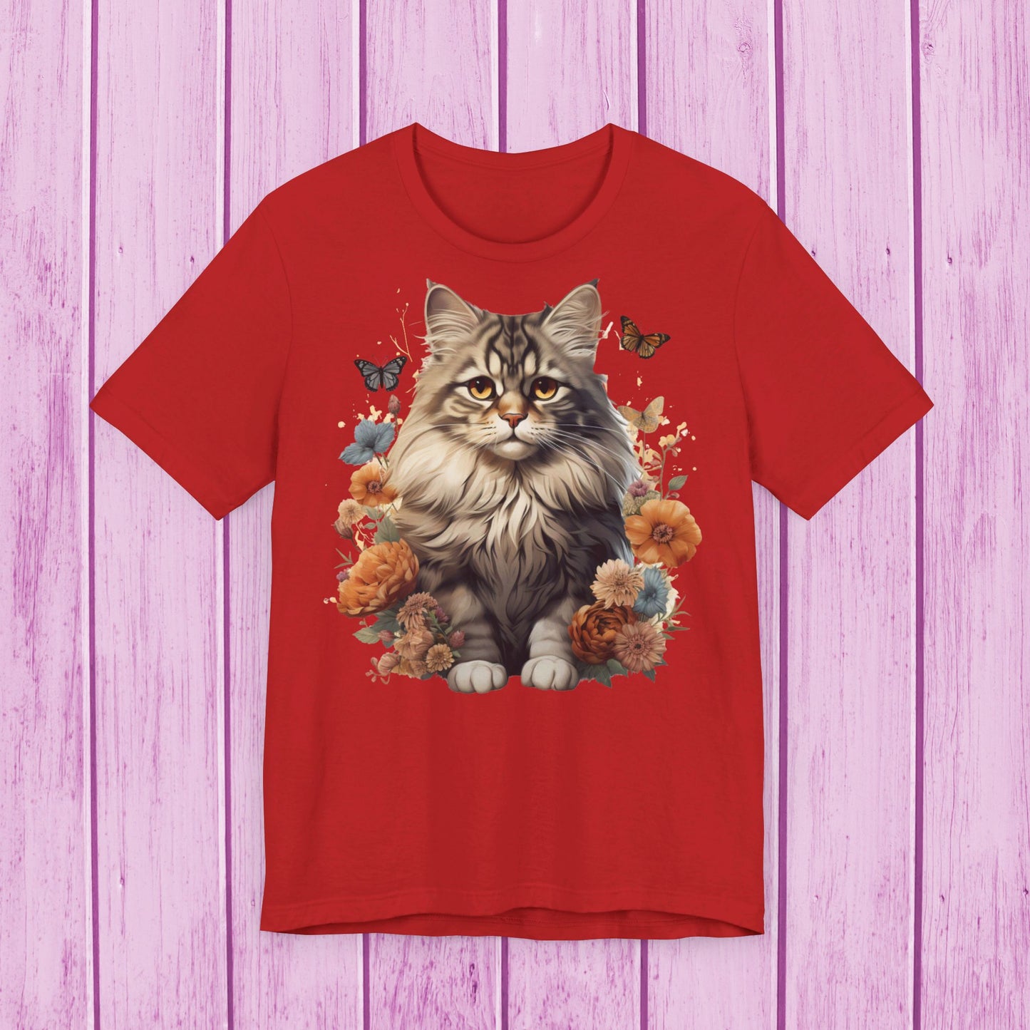 ''Floral Feline Fantasy'' Cat T-shirt for Women 100% Cotton*