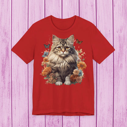 ''Floral Feline Fantasy'' Cat T-shirt for Women 100% Cotton*