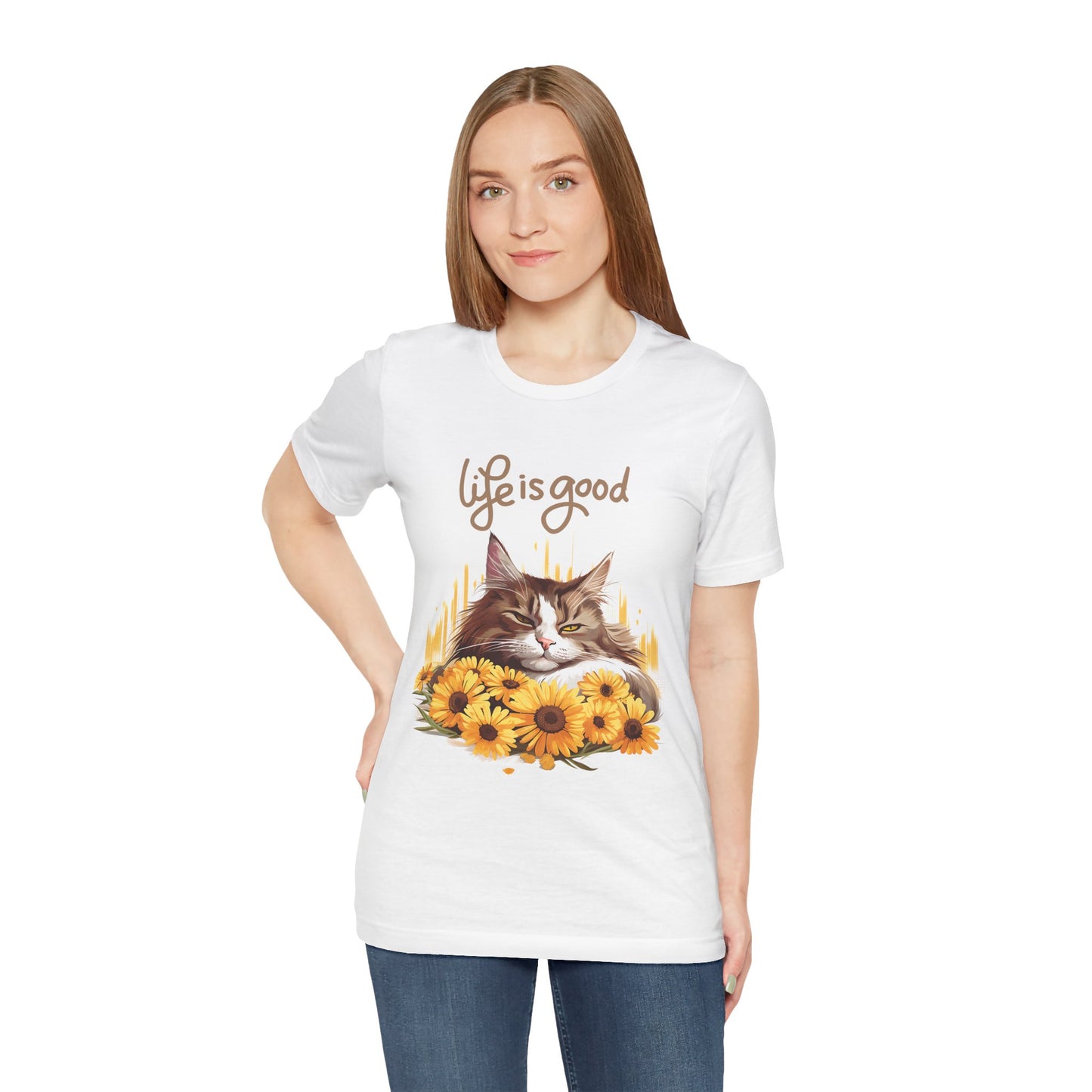 "Life Is Good" Cat T-Shirt for Women | 100% Cotton* 🐾