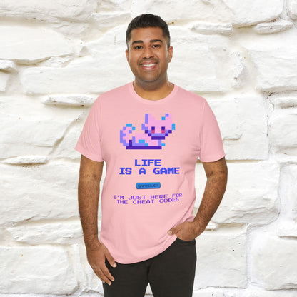 "Life Is A Game, I Am Just Here Fo The Cheat Code" Funny Cat T-Shirt for Men & Women | 100% Cotton*