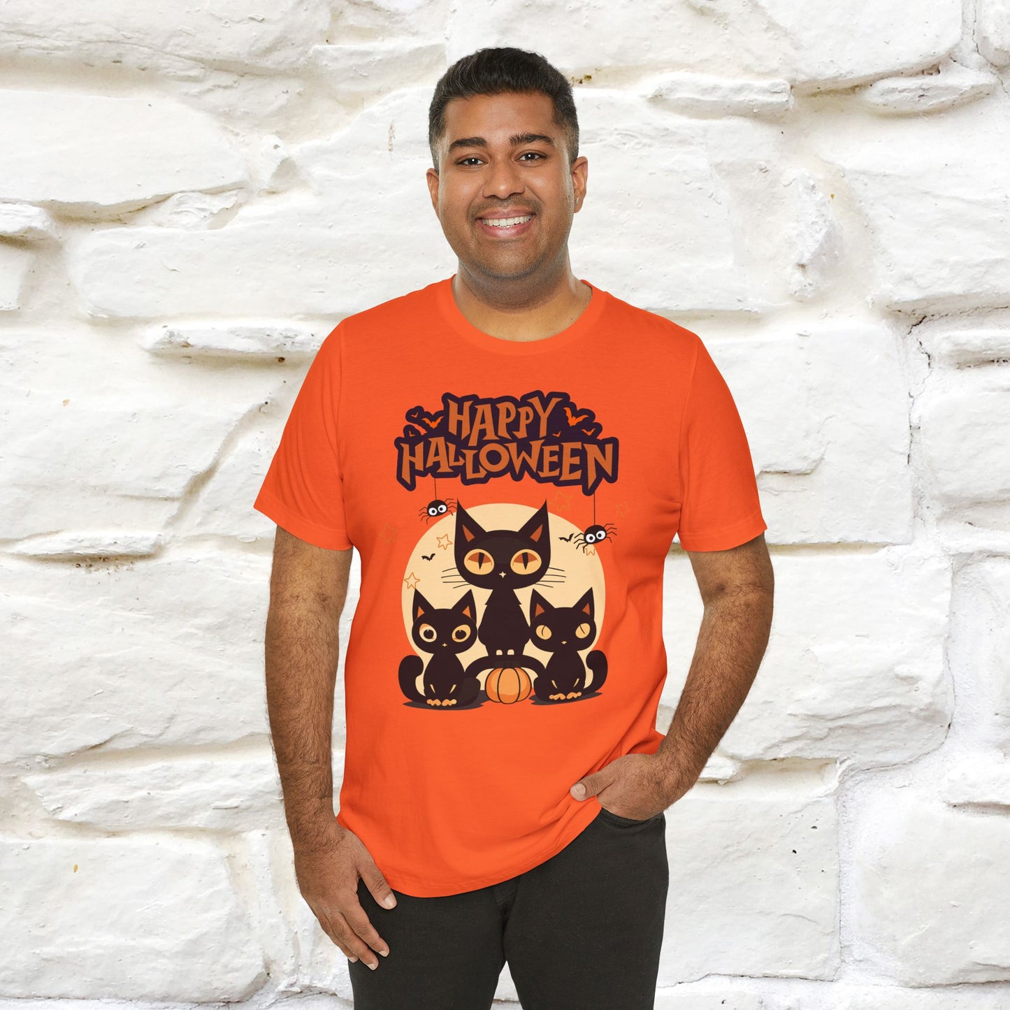 ''Black Cats Happy Halloween'' Unisex T-shirt 100% Cotton*