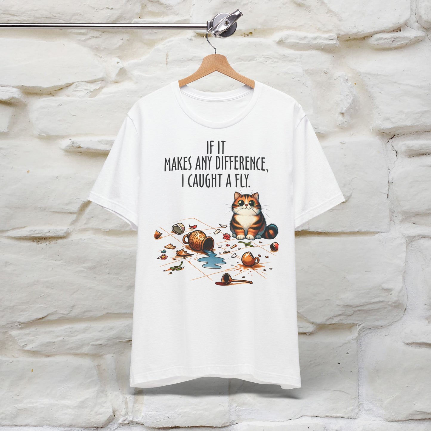 "If It Makes Any Difference, I Caught A Fly" Funny Cat T-Shirt for Men & Women | 100% Cotton 🐾