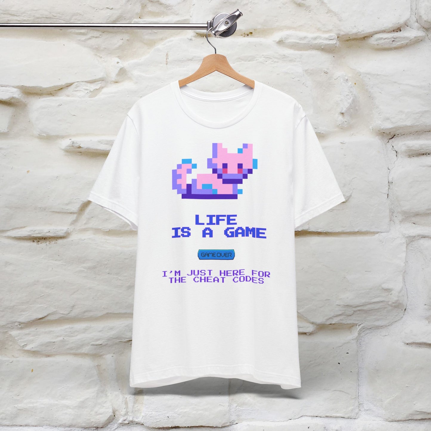 "Life Is A Game, I Am Just Here Fo The Cheat Code" Funny Cat T-Shirt for Men & Women | 100% Cotton*