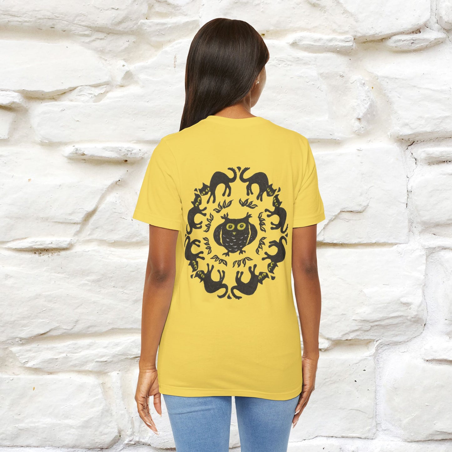 ''Black Cat Circle'' Cat T-Shirt Front and Back Design | Nunu&Miao Studio