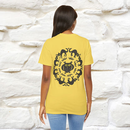 ''Black Cat Circle'' Cat T-Shirt Front and Back Design | Nunu&Miao Studio
