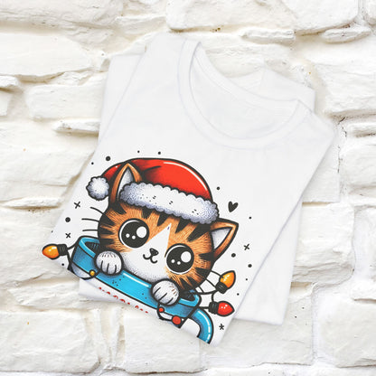 Meowy Catmas T-Shirt | Festive Cat Christmas Shirt for Men & Women | 100% Cotton