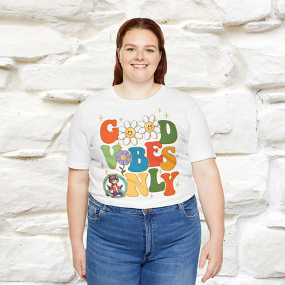 Good Vibes Only Cat T-Shirt for Men & Women | 100% Cotton* Positive Cat Lover Tee