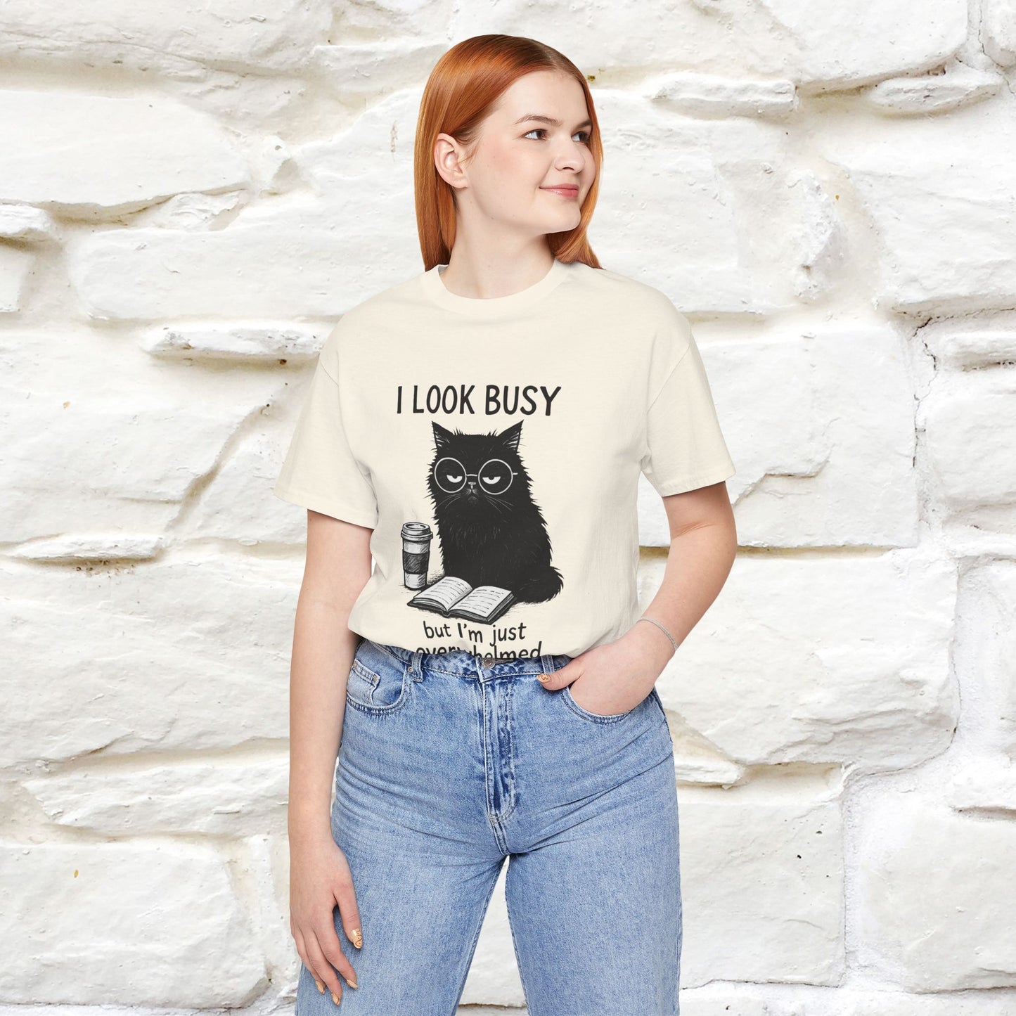 "I Look Busy But I'm Just Overwhelmed" |Cat T-Shirt | Nunu&Miao Studio