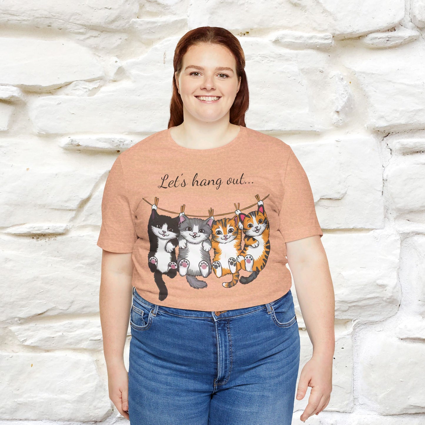 ''Let's Hang Out'' Cat T-shirt for Women 100% Cotton* - Nunu&Miao Studio