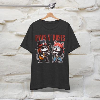 Paws N' Roses T-Shirt | Rock-Inspired Cat Lover Tee for Men & Women | 100% Cotton*