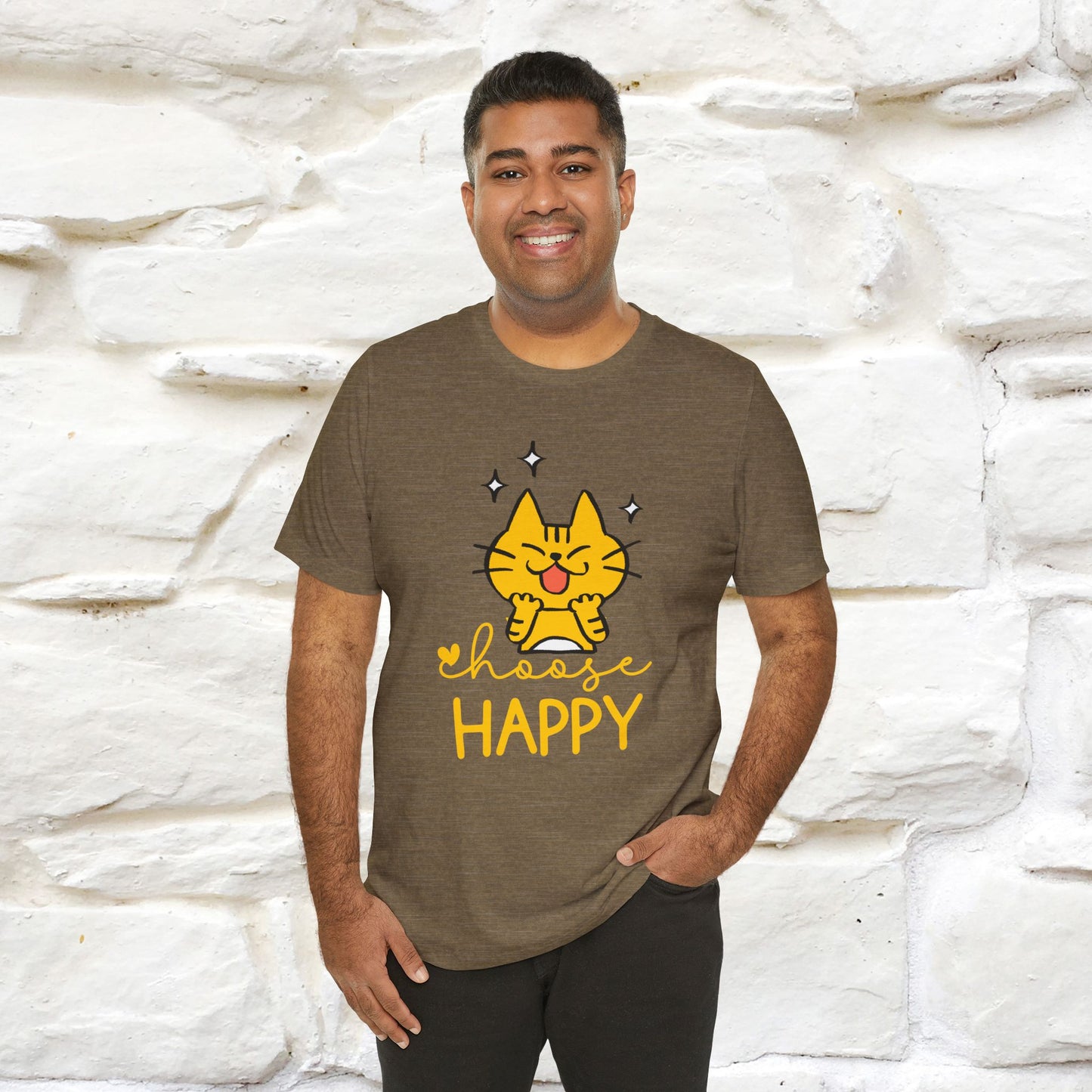 "Choose Happy" Cat T-Shirt for Men & Women | 100% Cotton* | Positive Tee 🐾