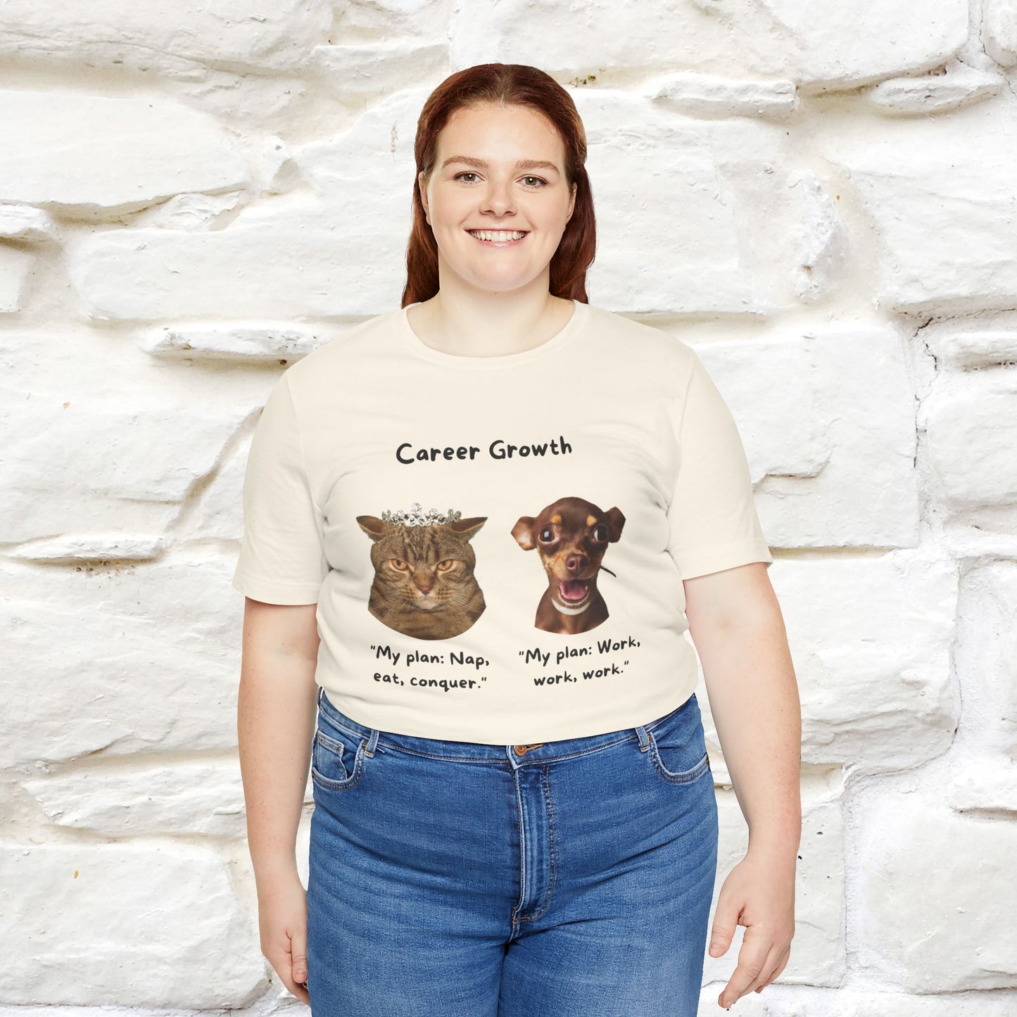 "Career Growth: Cat vs. Dog" Funny T-Shirt for Men & Women | 100% Cotton* 🐾