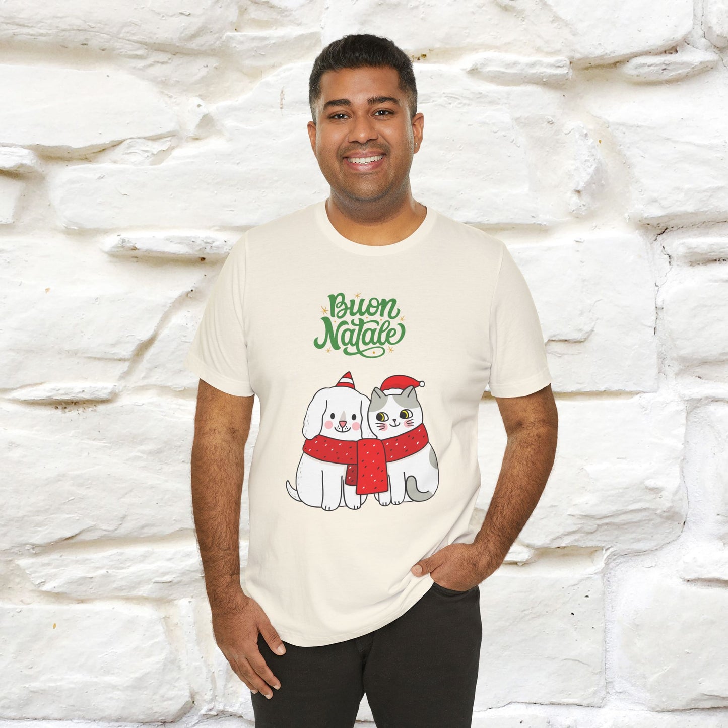 Buon Natale Cat and Dog T-shirt for Men & Women | 100% Cotton* 🐾 | Festive Holiday Shirt